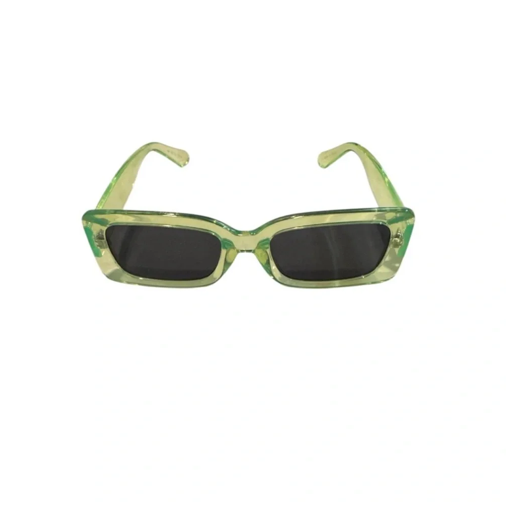 Translucent Lime Rectangular Sunglasses